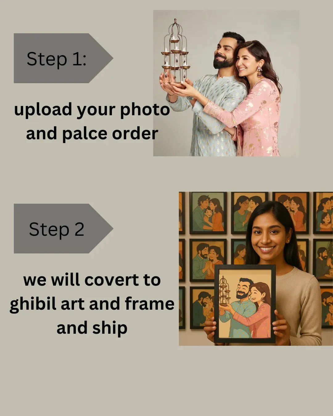 Custom Ghibli Style Portrait Frame – Personalized Anime Artwork - Stitch&Gift