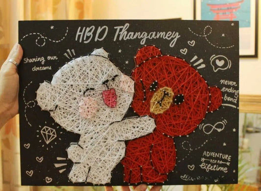 Milk & Mocha Teddy String Art - Stitch&Gift
