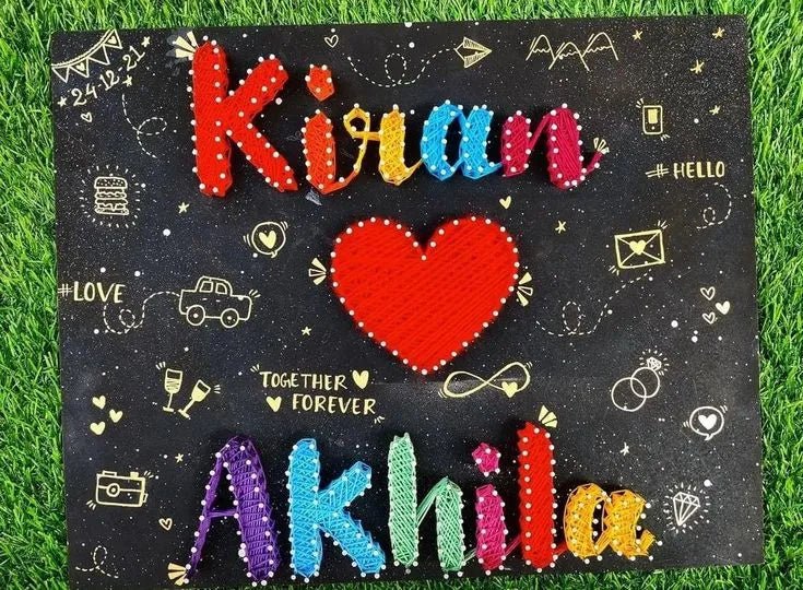 String Art Couple Name with Heart - Stitch&Gift
