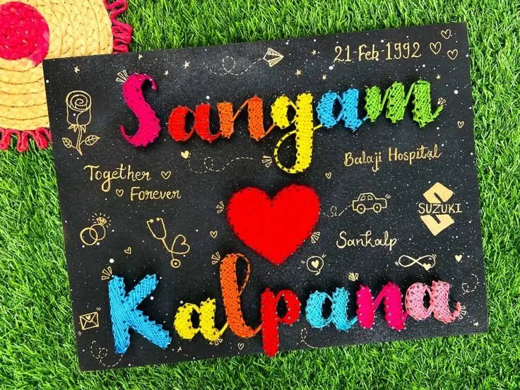 String Art Couple Name with Heart - Stitch&Gift