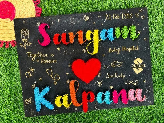 String Art Couple Name with Heart - Stitch&Gift