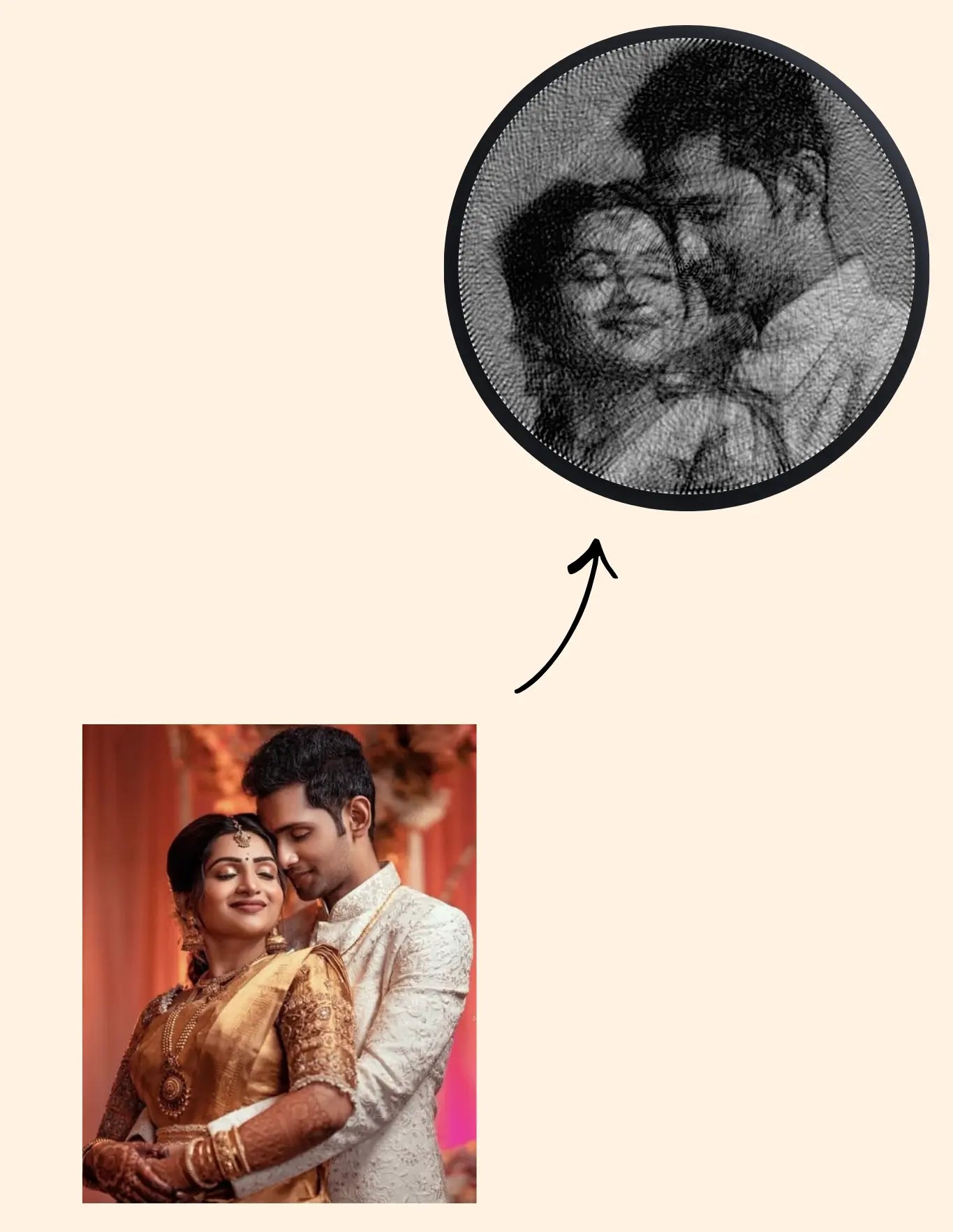 Custom String Art Portrait of a hugging couple