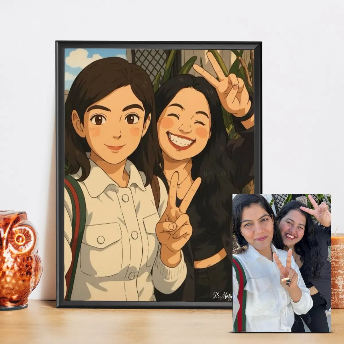 Customized Couple Ghibli Art Photo Frame - Stitch&Gift