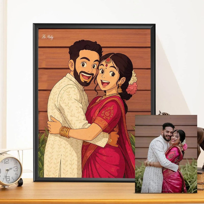 Customized Couple Ghibli Art Photo Frame - Stitch&Gift