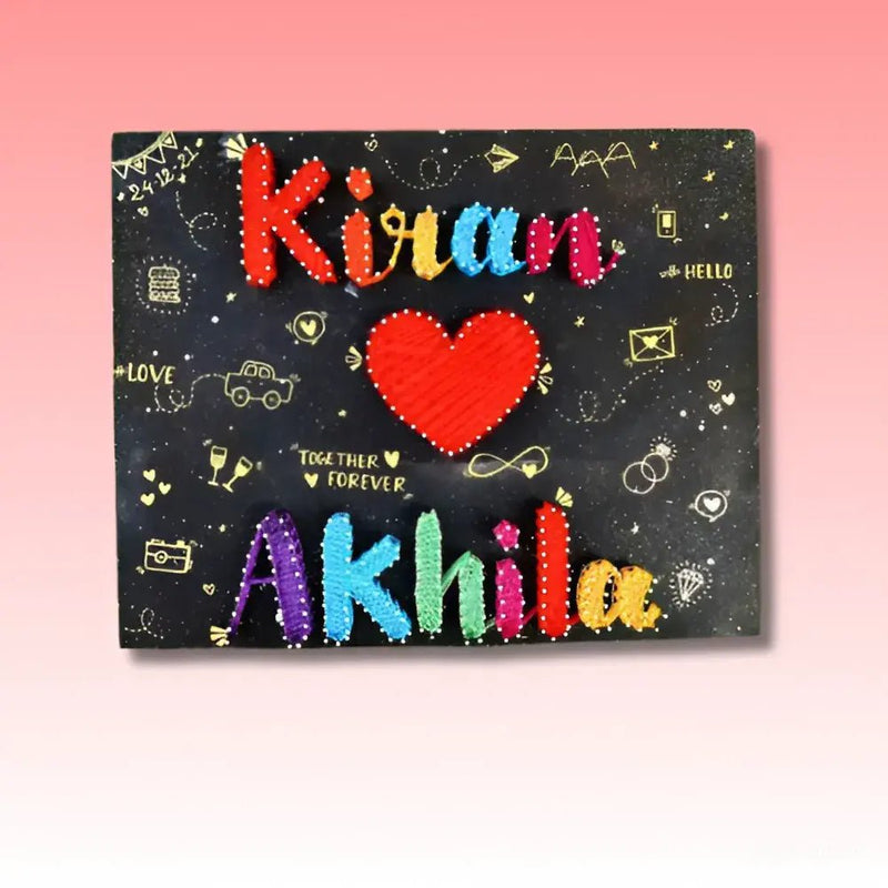 String Art Couple Name with Heart - Stitch&Gift